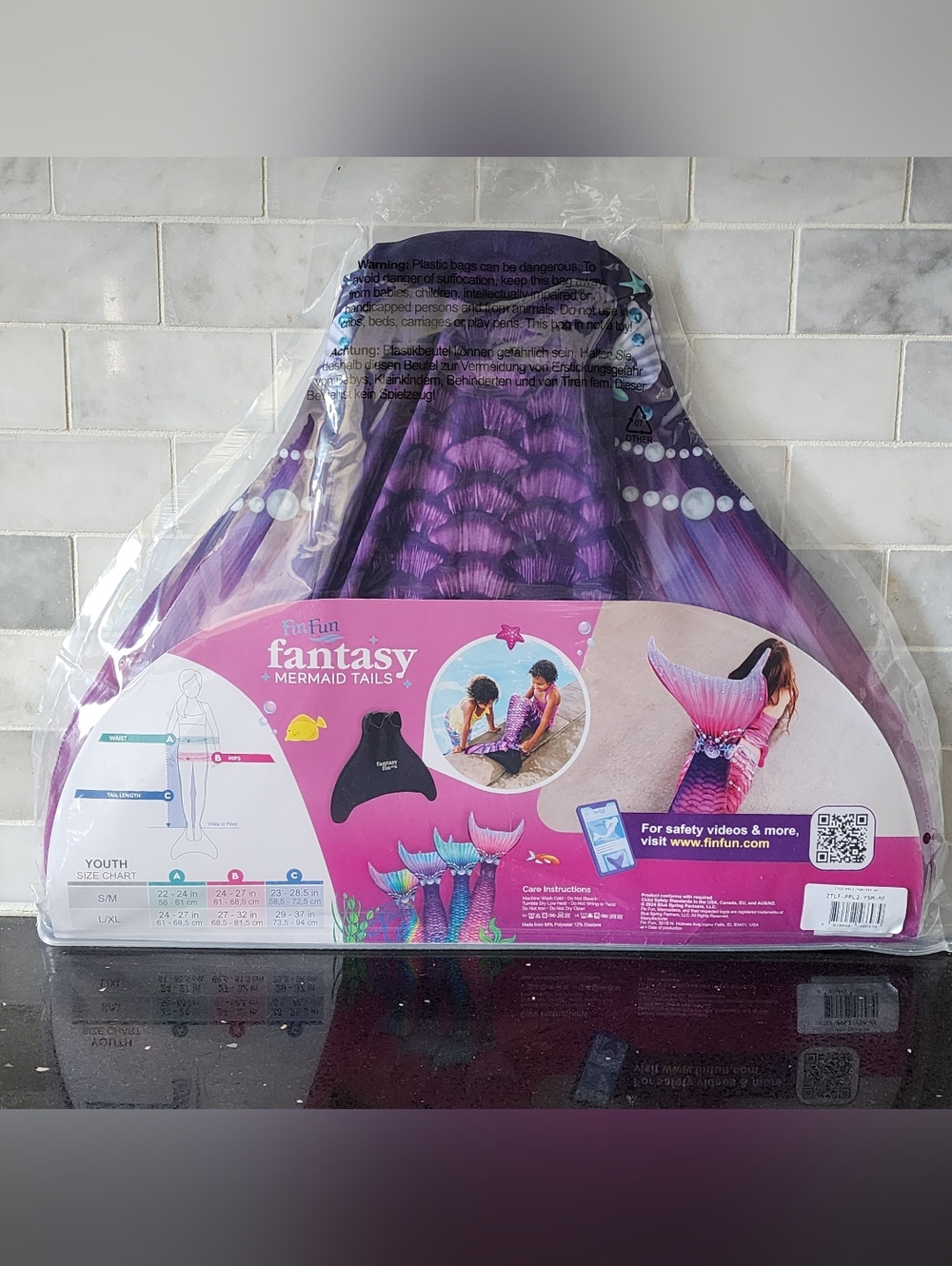 🧜‍♀️ Fantasy Mermaid Tail w/ Monofin- Youth S/M- Purple Pink - Picture 3 of 9